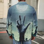Zombie Hand Rising From Grave Print Men's Shirt Jacket