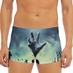 Zombie Hand Rising From Grave Print Men's Short Boxer Briefs