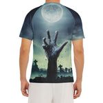 Zombie Hand Rising From Grave Print Men's Short Sleeve Rash Guard