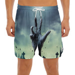 Zombie Hand Rising From Grave Print Men's Split Running Shorts