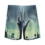 Zombie Hand Rising From Grave Print Men's Sports Shorts