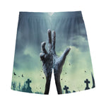 Zombie Hand Rising From Grave Print Men's Sports Shorts