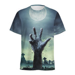 Zombie Hand Rising From Grave Print Men's Sports T-Shirt