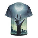Zombie Hand Rising From Grave Print Men's Sports T-Shirt