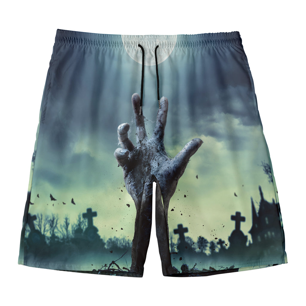 Zombie Hand Rising From Grave Print Men's Swim Trunks