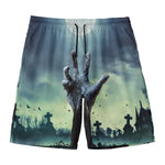 Zombie Hand Rising From Grave Print Men's Swim Trunks