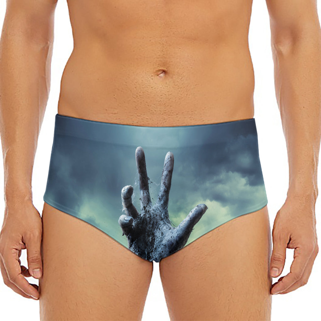 Zombie Hand Rising From Grave Print Men's Triangle Swim Briefs