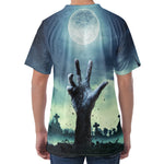 Zombie Hand Rising From Grave Print Men's Velvet T-Shirt
