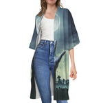 Zombie Hand Rising From Grave Print Open Front Beach Cover Up