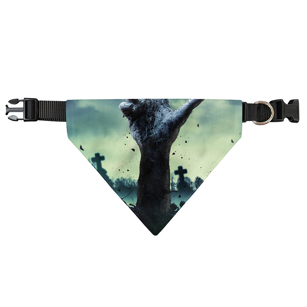 Zombie Hand Rising From Grave Print Over The Collar Dog Bandana
