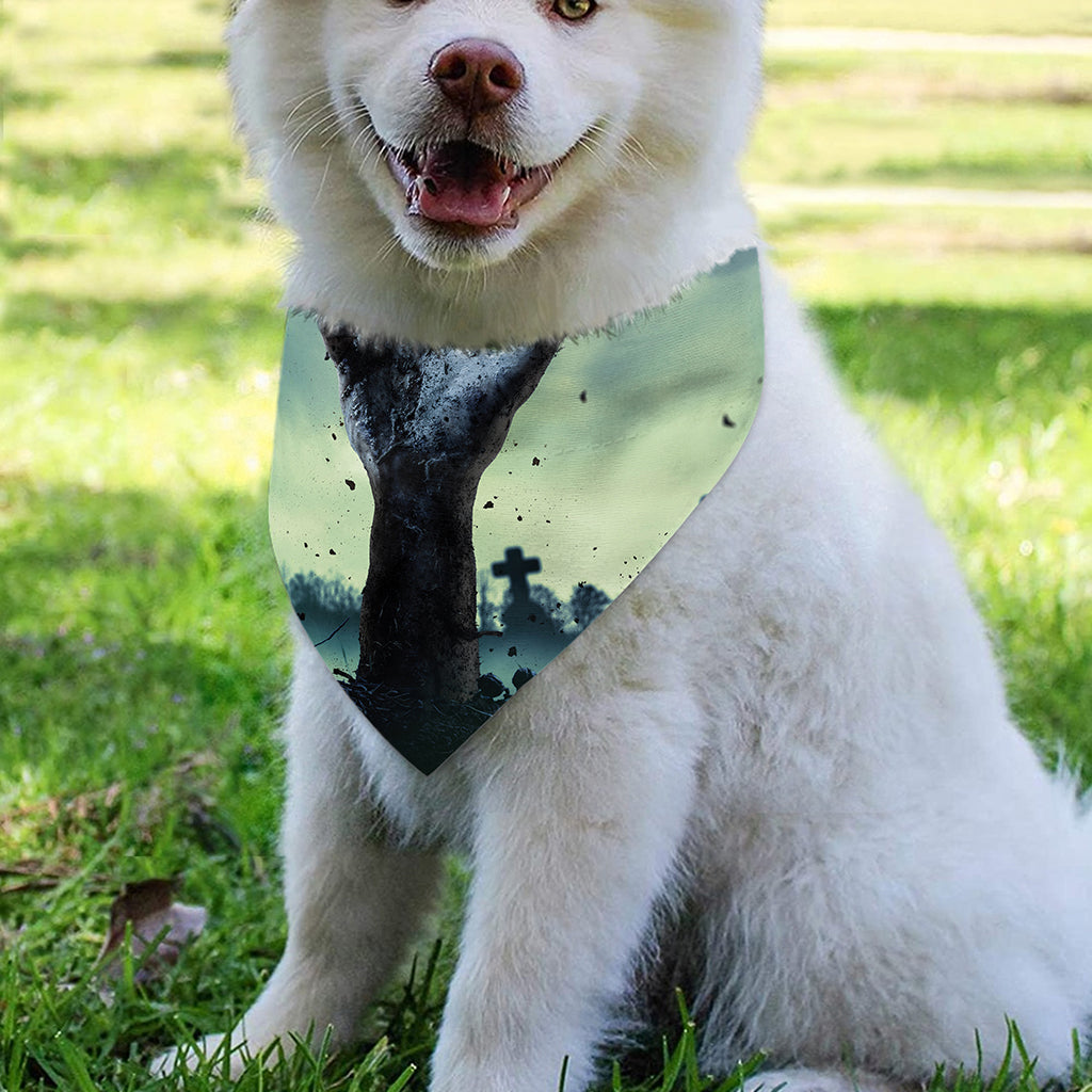 Zombie Hand Rising From Grave Print Over The Collar Dog Bandana