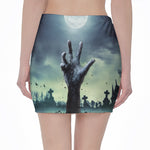 Zombie Hand Rising From Grave Print Pencil Mini Skirt