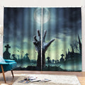 Zombie Hand Rising From Grave Print Pencil Pleat Curtains