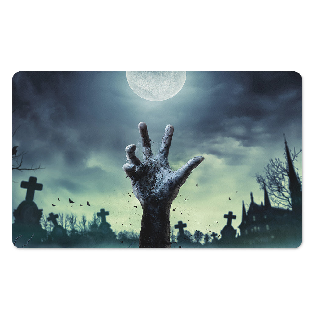 Zombie Hand Rising From Grave Print Polyester Doormat