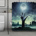 Zombie Hand Rising From Grave Print Polyester Shower Curtain