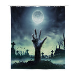 Zombie Hand Rising From Grave Print Polyester Shower Curtain