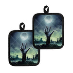 Zombie Hand Rising From Grave Print Pot Holders