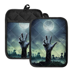 Zombie Hand Rising From Grave Print Pot Holders With Pocket