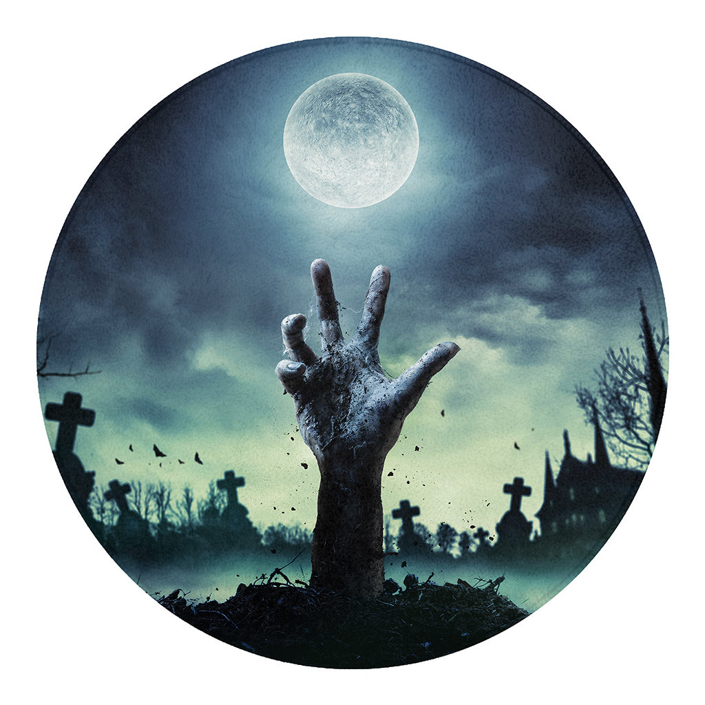 Zombie Hand Rising From Grave Print Round Blanket