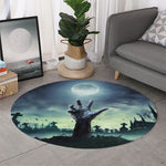 Zombie Hand Rising From Grave Print Round Rug