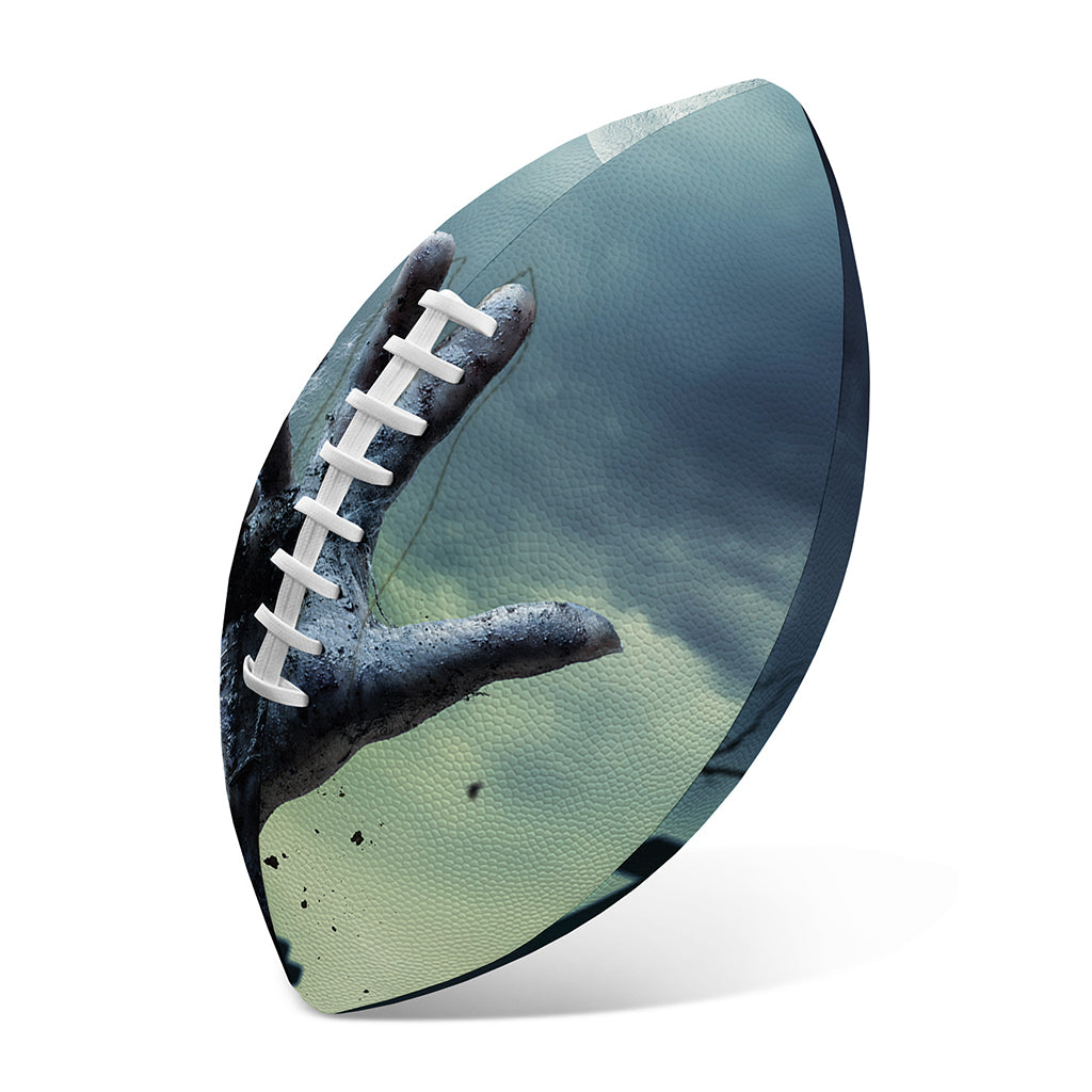Zombie Hand Rising From Grave Print Rugby Ball