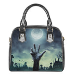 Zombie Hand Rising From Grave Print Shoulder Handbag