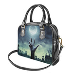 Zombie Hand Rising From Grave Print Shoulder Handbag