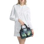 Zombie Hand Rising From Grave Print Shoulder Handbag