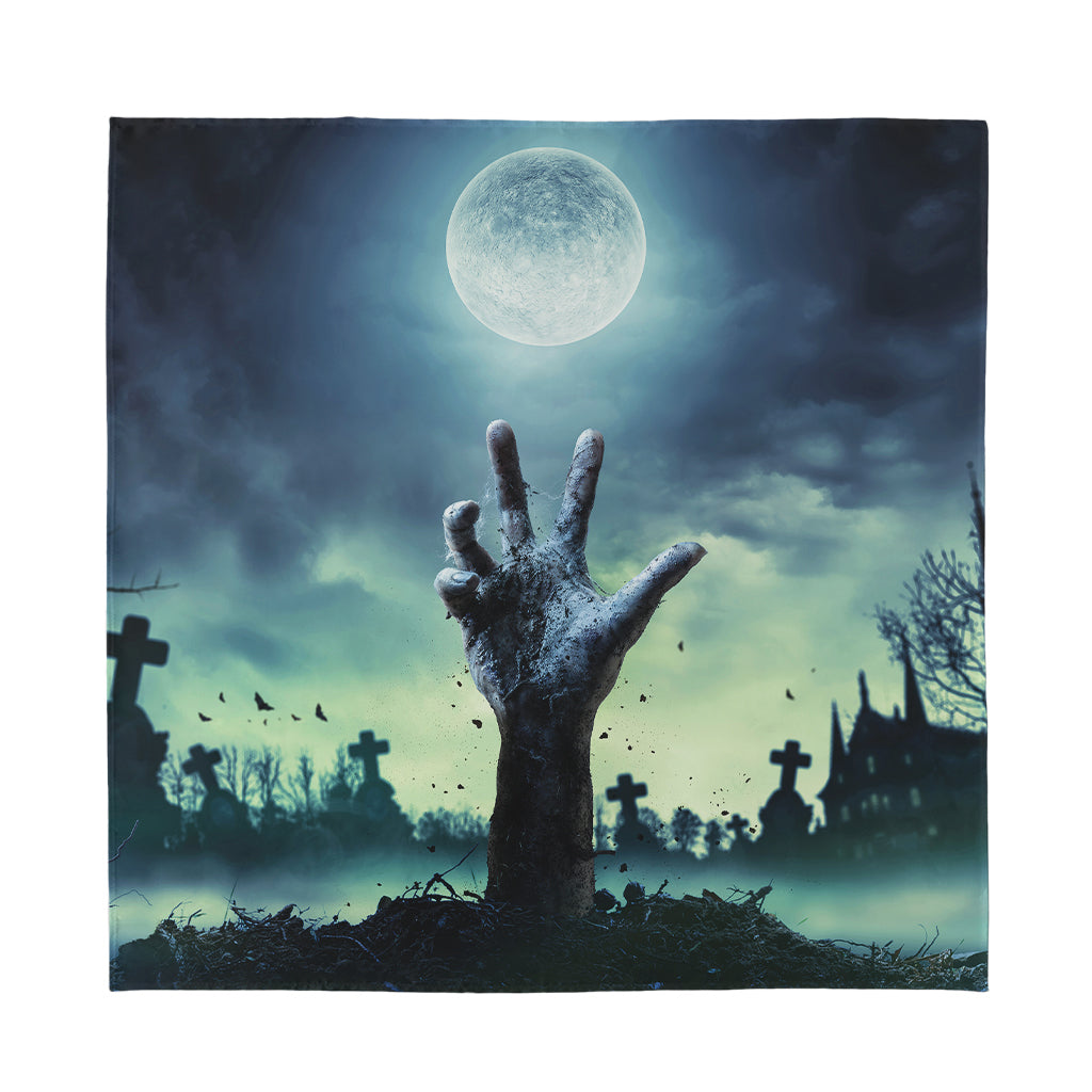 Zombie Hand Rising From Grave Print Silk Bandana