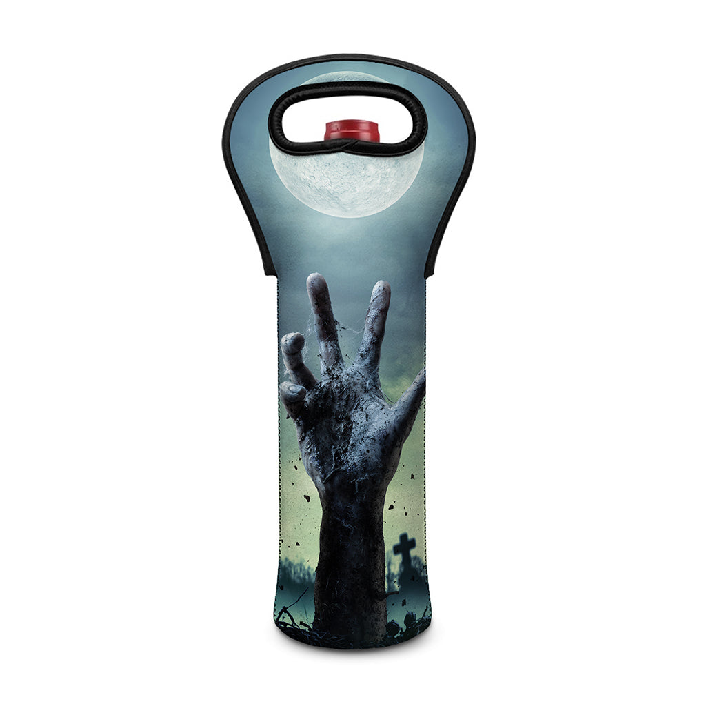 Zombie Hand Rising From Grave Print Single Neoprene Wine Tote