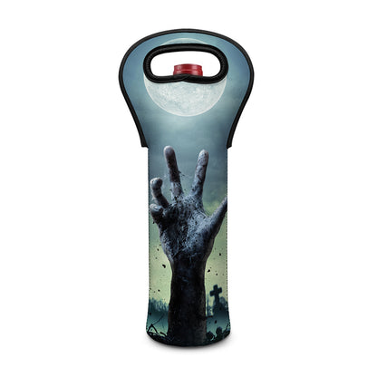Zombie Hand Rising From Grave Print Single Neoprene Wine Tote