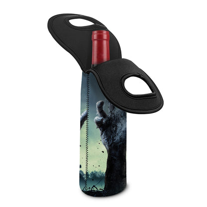 Zombie Hand Rising From Grave Print Single Neoprene Wine Tote