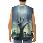 Zombie Hand Rising From Grave Print Sleeveless Baseball Jersey