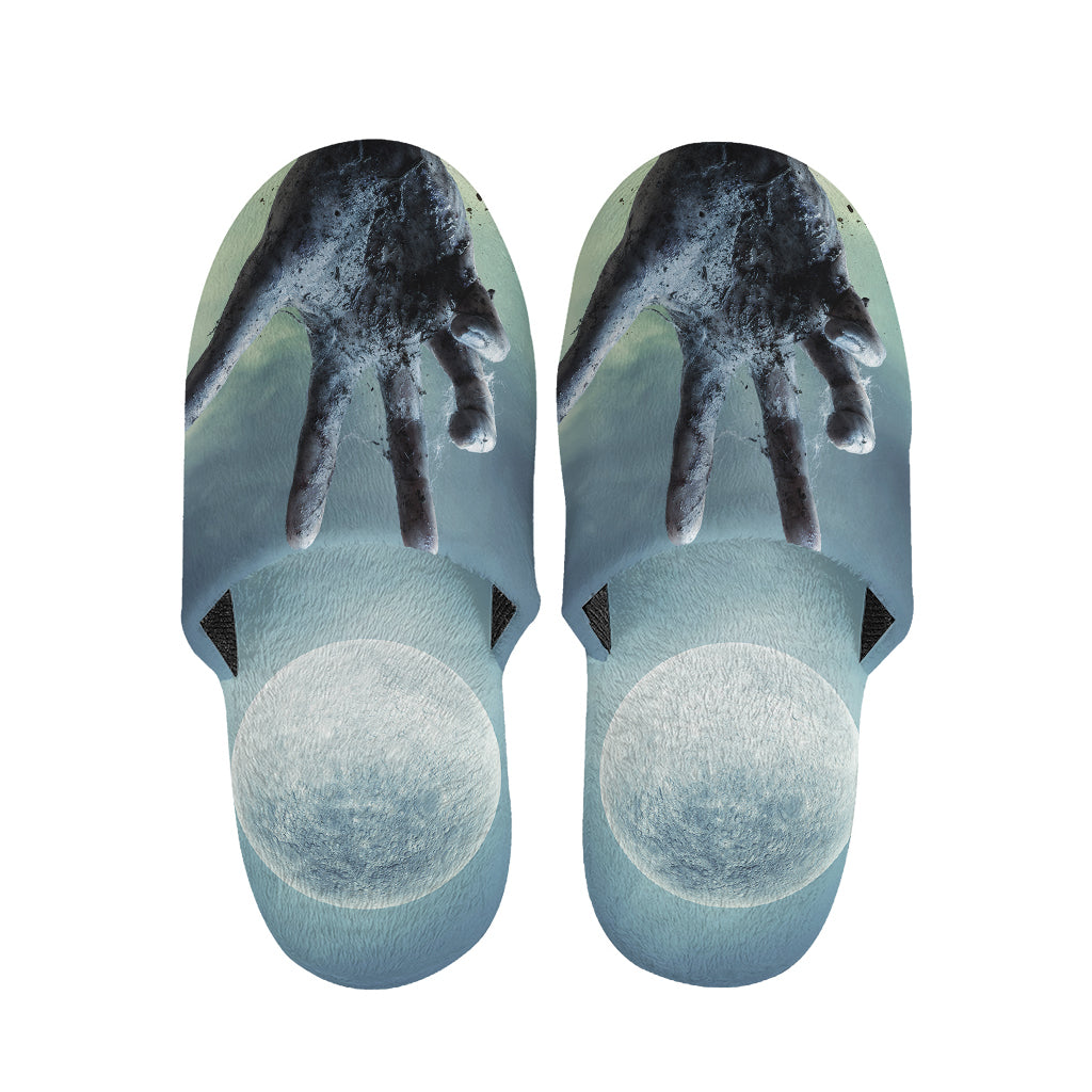 Zombie Hand Rising From Grave Print Slippers