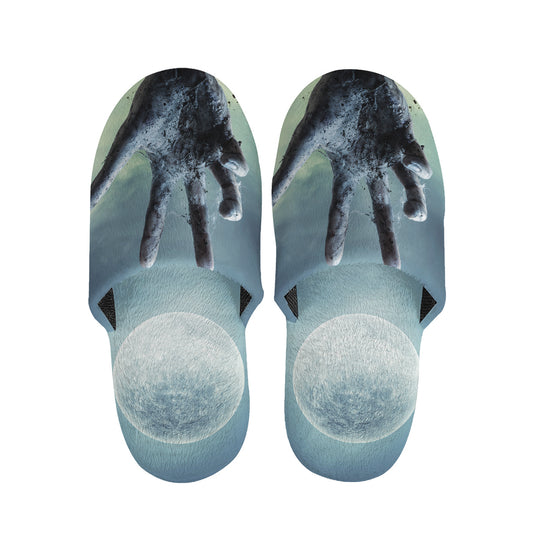 Zombie Hand Rising From Grave Print Slippers