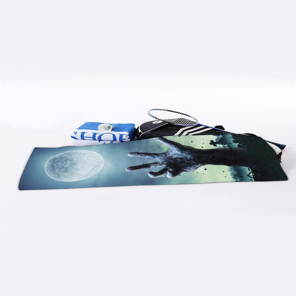 Zombie Hand Rising From Grave Print Sports Towel