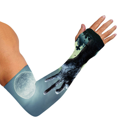 Zombie Hand Rising From Grave Print Sun Protection Arm Sleeves