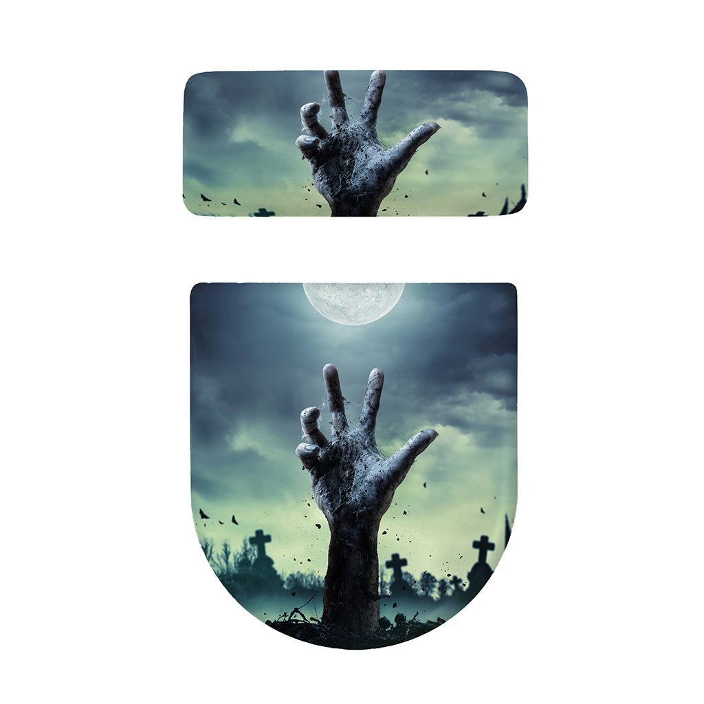 Zombie Hand Rising From Grave Print Toilet Lid And Tank Cover Set