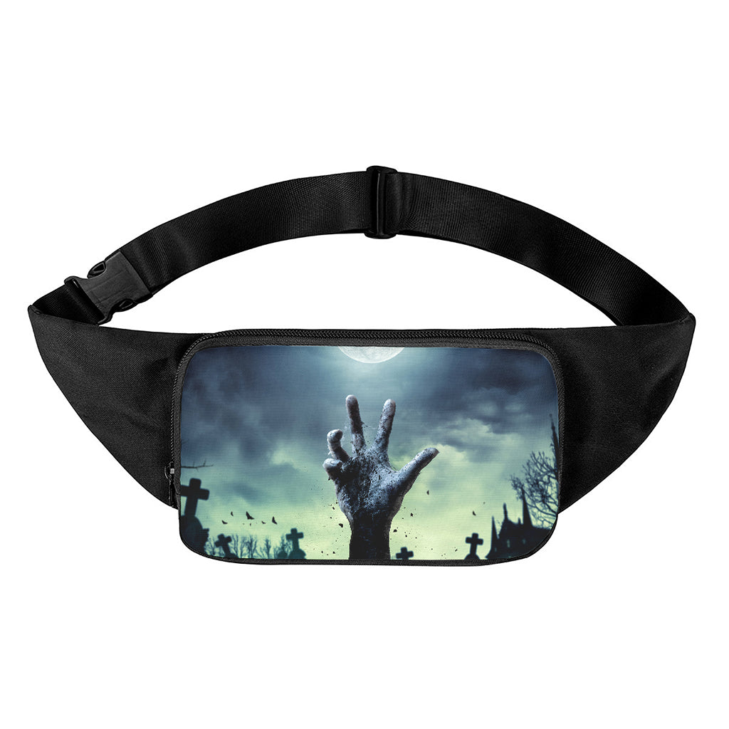 Zombie Hand Rising From Grave Print Waist Bag