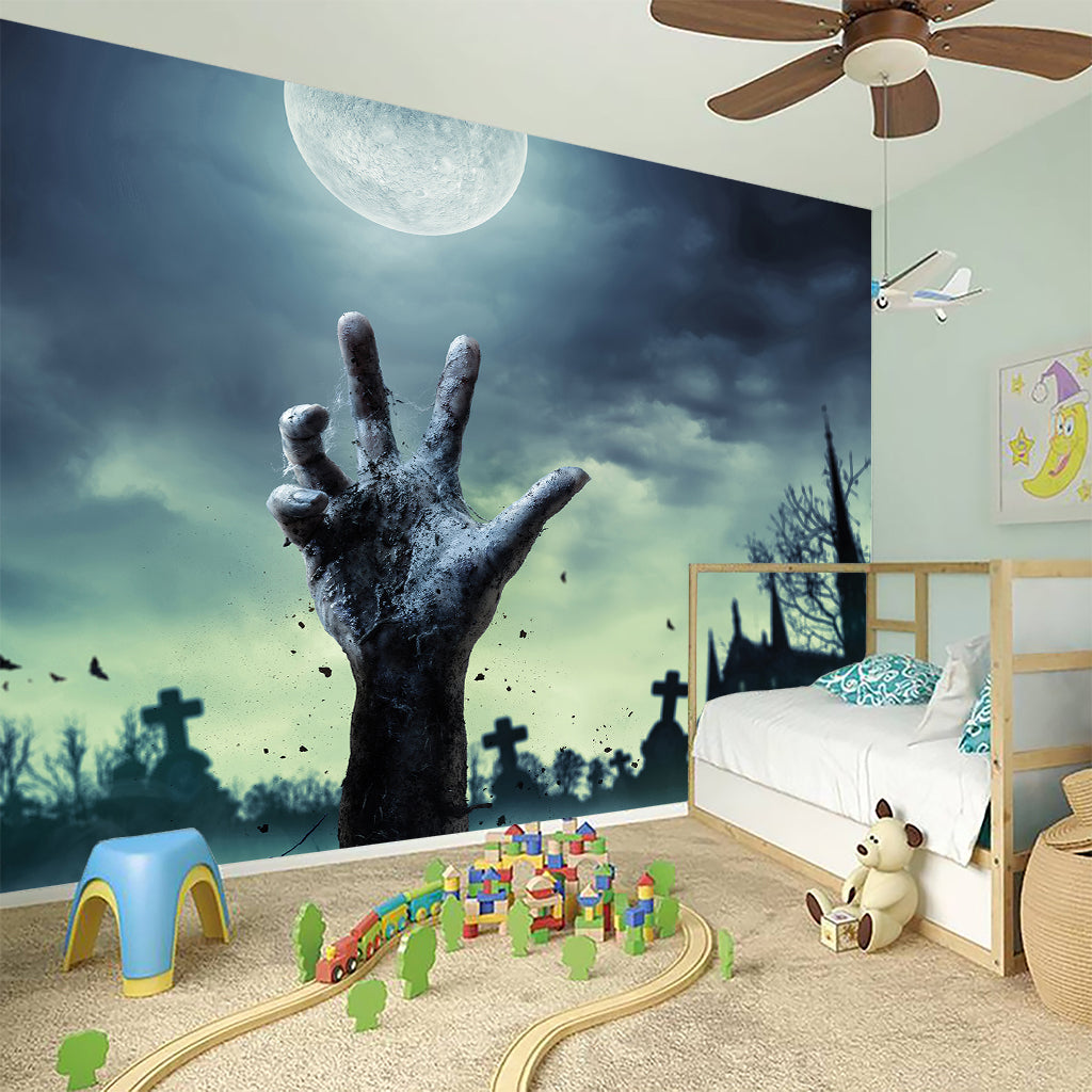 Zombie Hand Rising From Grave Print Wall Sticker