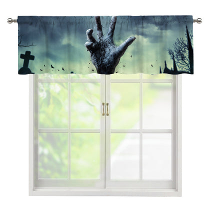 Zombie Hand Rising From Grave Print Window Valance