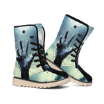 Zombie Hand Rising From Grave Print Winter Boots