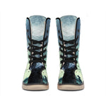 Zombie Hand Rising From Grave Print Winter Boots