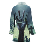 Zombie Hand Rising From Grave Print Women's Bathrobe
