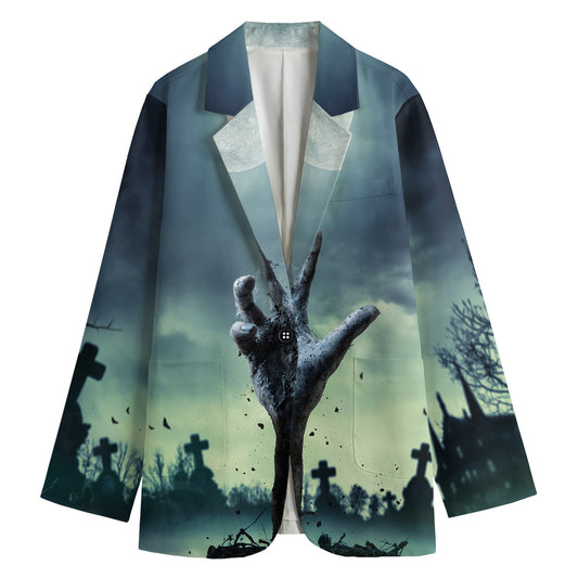 Zombie Hand Rising From Grave Print Women's Blazer