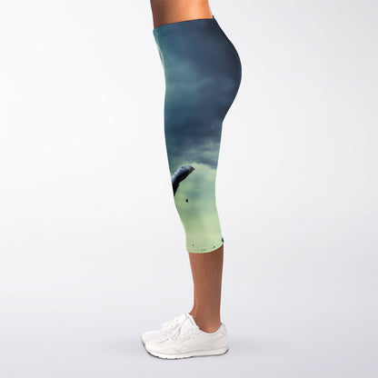 Zombie Hand Rising From Grave Print Women's Capri Leggings