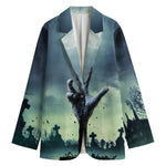 Zombie Hand Rising From Grave Print Women's Cotton Blazer