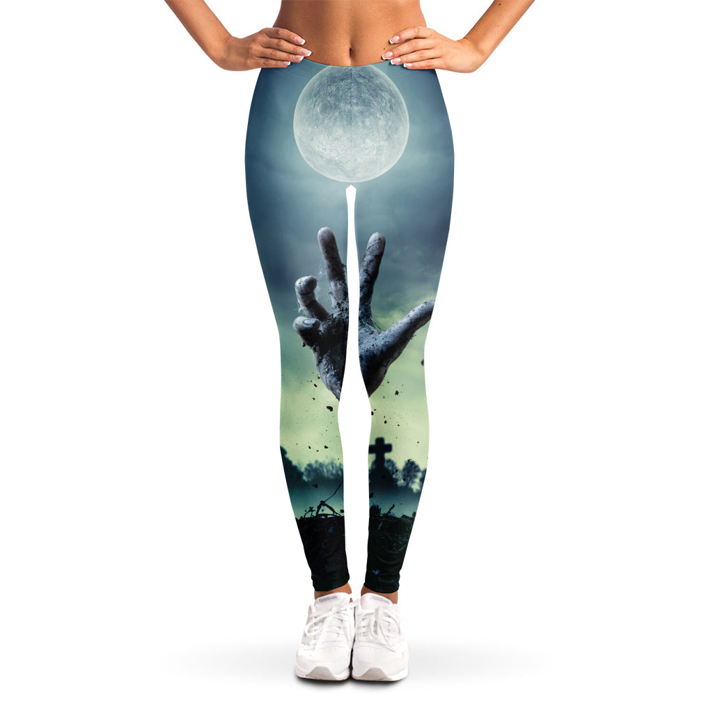 Zombie Hand Rising From Grave Print Women's Leggings
