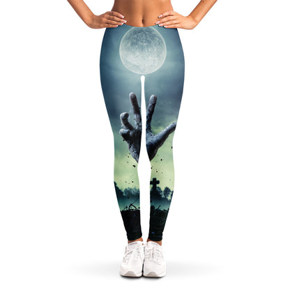 Zombie Hand Rising From Grave Print Women's Leggings