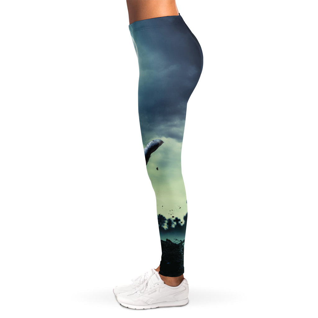 Zombie Hand Rising From Grave Print Women's Leggings